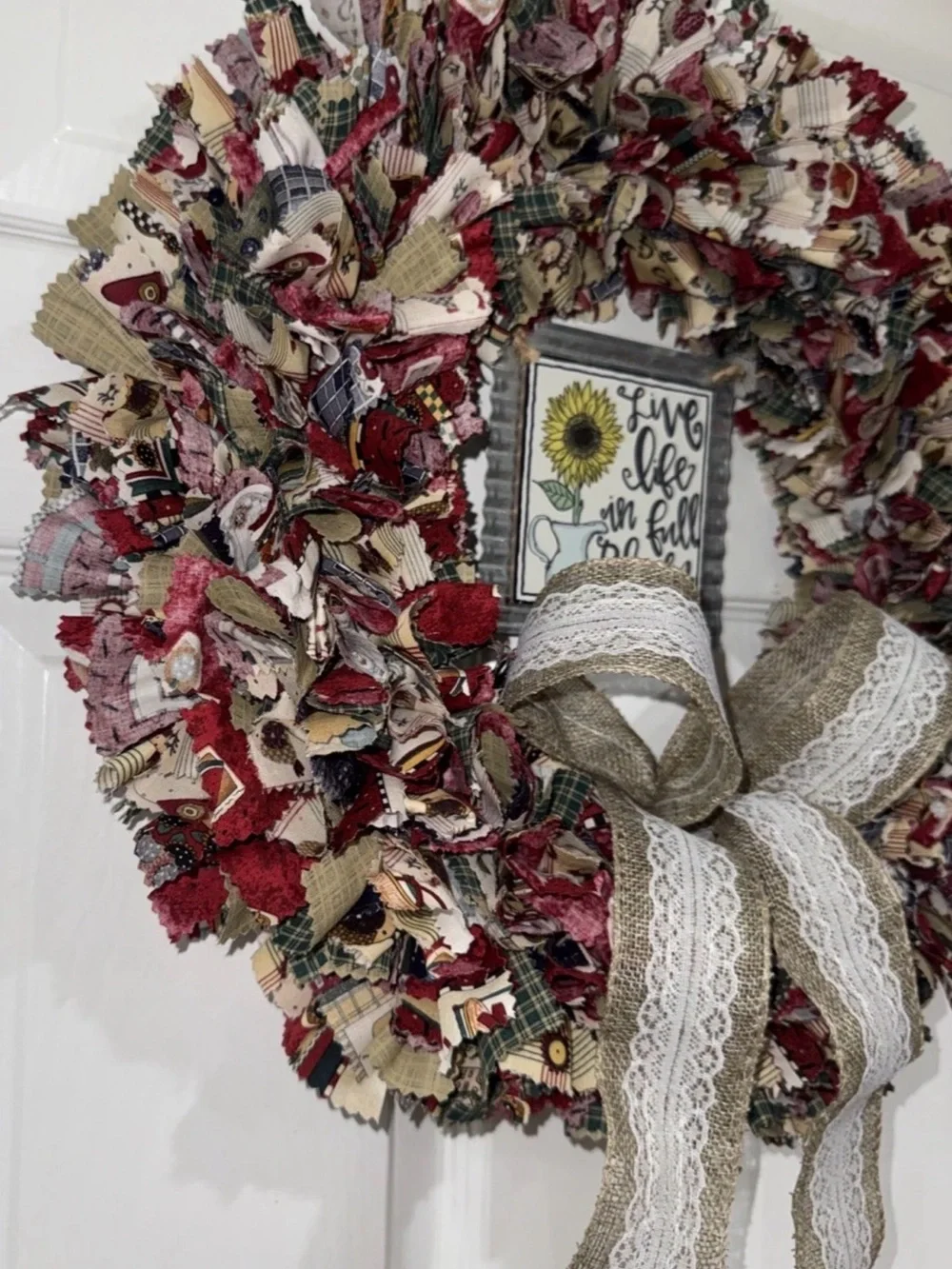 Handmade Rag Wreath Grandmacore Cottage Eclectic 